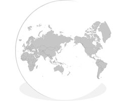 WallCircle - Wandcirkel ⌀ 140 - Wereldkaart met Azië in het midden - Ronde schilderijen woonkamer - Wandbord rond - Muurdecoratie cirkel - Kamer decoratie binnen - Wanddecoratie muurcirkel - Woonaccessoires