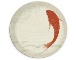 WallCircle® Wandcirkel 140x140 cm - Muurcirkel Handgetekende koi in transparantie - Muurdecoratie woonkamer - Wanddecoratie slaapkamer - Kamer decoratie accessoires - Ronde schilderijen