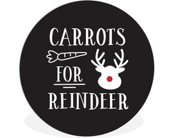WallCircle® Wandcirkel 140x140 cm - Muurcirkel Quote "Carrots for Reindeer" muurdecoratie kerst zwart - Muurdecoratie woonkamer - Wanddecoratie slaapkamer - Kamer decoratie accessoires - Ronde schilderijen