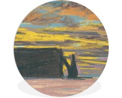 WallCircle - Wandcirkel ⌀ 150 - Aiguille en Porte d'Aval zonsondergang - Claude Monet - Ronde schilderijen woonkamer - Wandbord rond - Muurdecoratie cirkel - Kamer decoratie binnen - Wanddecoratie muurcirkel - Woonaccessoires