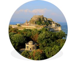 WallCircle - Wandcirkel ⌀ 150 - Corfu - Griekenland - Fort - Bos - Ronde schilderijen woonkamer - Wandbord rond - Muurdecoratie cirkel - Kamer decoratie binnen - Wanddecoratie muurcirkel - Woonaccessoires