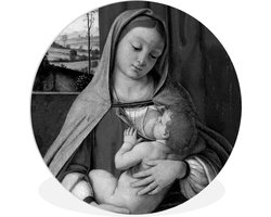 WallCircle - Wandcirkel ⌀ 150 - Leonardo da Vinci - zwart wit - Ronde schilderijen woonkamer - Wandbord rond - Muurdecoratie cirkel - Kamer decoratie binnen - Wanddecoratie muurcirkel - Woonaccessoires