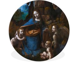 WallCircle - Wandcirkel ⌀ 150 - Maagd op de rotsen - Leonardo da Vinci - Ronde schilderijen woonkamer - Wandbord rond - Muurdecoratie cirkel - Kamer decoratie binnen - Wanddecoratie muurcirkel - Woonaccessoires