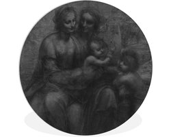 WallCircle - Wandcirkel ⌀ 150 - Maria met kind en Sint-Anna - Leonardo da Vinci - Ronde schilderijen woonkamer - Wandbord rond - Muurdecoratie cirkel - Kamer decoratie binnen - Wanddecoratie muurcirkel - Woonaccessoires