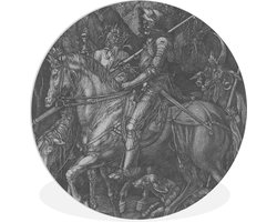 WallCircle - Wandcirkel ⌀ 150 - Ridder, dood en duivel - Albrecht Dürer - Ronde schilderijen woonkamer - Wandbord rond - Muurdecoratie cirkel - Kamer decoratie binnen - Wanddecoratie muurcirkel - Woonaccessoires
