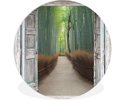 WallCircle - Wandcirkel ⌀ 30 - Bamboe - Japan - Doorkijk - Bos - Ronde schilderijen woonkamer - Wandbord rond - Muurdecoratie cirkel - Kamer decoratie binnen - Wanddecoratie muurcirkel - Woonaccessoires