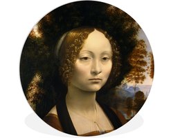 WallCircle - Wandcirkel ⌀ 30 - Ginevra de' Benci - Leonardo da Vinci - Ronde schilderijen woonkamer - Wandbord rond - Muurdecoratie cirkel - Kamer decoratie binnen - Wanddecoratie muurcirkel - Woonaccessoires