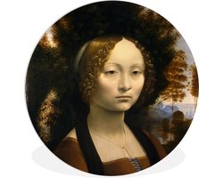 WallCircle - Wandcirkel ⌀ 30 - Ginevra de' Benci - Leonardo da Vinci - Ronde schilderijen woonkamer - Wandbord rond - Muurdecoratie cirkel - Kamer decoratie binnen - Wanddecoratie muurcirkel - Woonaccessoires