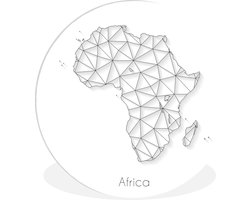 WallCircle - Wandcirkel ⌀ 30 - Kaart - Afrika - Line Art - Ronde schilderijen woonkamer - Wandbord rond - Muurdecoratie cirkel - Kamer decoratie binnen - Wanddecoratie muurcirkel - Woonaccessoires