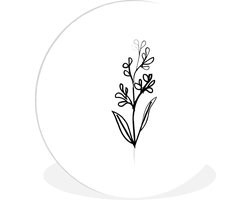WallCircle - Wandcirkel ⌀ 30 - Line art - Abstract - Bloemen - Ronde schilderijen woonkamer - Wandbord rond - Muurdecoratie cirkel - Kamer decoratie binnen - Wanddecoratie muurcirkel - Woonaccessoires