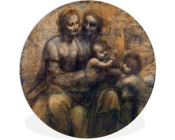 WallCircle - Wandcirkel ⌀ 30 - Maria met kind en Sint-Anna - Leonardo da Vinci - Ronde schilderijen woonkamer - Wandbord rond - Muurdecoratie cirkel - Kamer decoratie binnen - Wanddecoratie muurcirkel - Woonaccessoires
