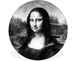WallCircle - Wandcirkel ⌀ 30 - Mona Lisa - Leonardo da Vinci - Zwart - Wit - Ronde schilderijen woonkamer - Wandbord rond - Muurdecoratie cirkel - Kamer decoratie binnen - Wanddecoratie muurcirkel - Woonaccessoires