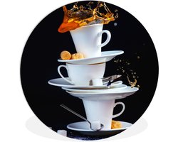 WallCircle - Wandcirkel ⌀ 30 - Porseleinen in evenwicht - Ronde schilderijen woonkamer - Wandbord rond - Muurdecoratie cirkel - Kamer decoratie binnen - Wanddecoratie muurcirkel - Woonaccessoires