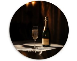 WallCircle® Wandcirkel 30x30 cm - Muurcirkel Prosecco - Bubbels - Sfeervol - Drank - Muurdecoratie woonkamer - Wanddecoratie keuken - Kamer decoratie accessoires - Ronde schilderijen