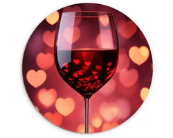 WallCircle® Wandcirkel 30x30 cm - Muurcirkel Rood - Wijn - Hartjes - Muurdecoratie woonkamer - Wanddecoratie keuken - Kamer decoratie accessoires - Ronde schilderijen