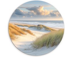 WallCircle® Wandcirkel 30x30 cm - Muurcirkel Strand - Duinen - Helmgras - Waddenzee - Zee - Zomer - Muurdecoratie woonkamer - Wanddecoratie slaapkamer - Kamer decoratie accessoires - Ronde schilderijen - Woonaccessoires cirkel binnen