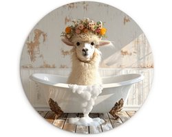 WallCircle® Wandcirkel 30x30 cm - Muurcirkel Vintage - Alpaca - Badkuip - Bloemen - Dieren - Grappig - Badkamer - Muurdecoratie woonkamer - Wanddecoratie slaapkamer - Kamer decoratie accessoires - Ronde schilderijen - Muuraccessoires