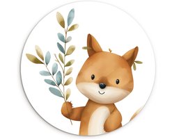 WallCircle® Wandcirkel 30x30 cm - Muurcirkel Vos - Dieren - Bosdieren - Kinderkamer - Babykamer - Muurdecoratie woonkamer - Wanddecoratie slaapkamer - Kamer decoratie accessoires - Ronde schilderijen - Woonaccessoires binnen cirkel