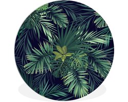 WallCircle - Wandcirkel 30x30 - Jungle - Patronen - Blad - Jongens - Meisjes - Kinderen - Ronde schilderijen woonkamer - Wandbord rond - Muurdecoratie cirkel - Kamer decoratie binnen - Wanddecoratie muurcirkel - Woonaccessoires