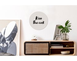 WallCircle - Wandcirkel 30x30 - Quotes - Spreuken - Kok - Kus - Kiss the cook - Ronde schilderijen woonkamer - Wandbord rond - Muurdecoratie cirkel - Kamer decoratie binnen - Wanddecoratie muurcirkel - Woonaccessoires