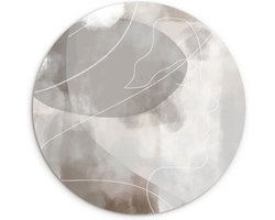 WallCircle - Wandcirkel 30x30 - Verf - Grijs - Line art -Abstract - Ronde schilderijen woonkamer - Wandbord rond - Muurdecoratie cirkel - Kamer decoratie binnen - Wanddecoratie muurcirkel - Woonaccessoires