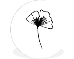 WallCircle - Wandcirkel ⌀ 60 - Bloem - Line art - Zwart - Wit - Ronde schilderijen woonkamer - Wandbord rond - Muurdecoratie cirkel - Kamer decoratie binnen - Wanddecoratie muurcirkel - Woonaccessoires