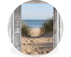 WallCircle - Wandcirkel ⌀ 60 - Duin - Strand - Doorkijk - Zomer - Ronde schilderijen woonkamer - Wandbord rond - Muurdecoratie cirkel - Kamer decoratie binnen - Wanddecoratie muurcirkel - Woonaccessoires