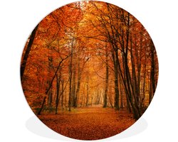 WallCircle - Wandcirkel ⌀ 60 - Een bos met herfstachtige kleuren - Ronde schilderijen woonkamer - Wandbord rond - Muurdecoratie cirkel - Kamer decoratie binnen - Wanddecoratie muurcirkel - Woonaccessoires