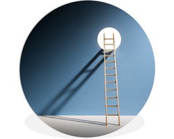 WallCircle - Wandcirkel ⌀ 60 - Een doorgang via een ladder naar de andere kant - Ronde schilderijen woonkamer - Wandbord rond - Muurdecoratie cirkel - Kamer decoratie binnen - Wanddecoratie muurcirkel - Woonaccessoires