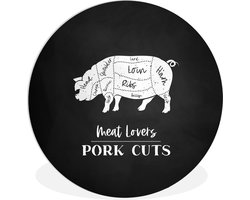 WallCircle - Wandcirkel ⌀ 60 - Keuken - Varken - Vlees - Ronde schilderijen woonkamer - Wandbord rond - Muurdecoratie cirkel - Kamer decoratie binnen - Wanddecoratie muurcirkel - Woonaccessoires - Cadeau voor vrouw