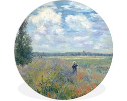 WallCircle - Wandcirkel ⌀ 60 - Klaprozenveld bij Argenteuil - Claude Monet - Ronde schilderijen woonkamer - Wandbord rond - Muurdecoratie cirkel - Kamer decoratie binnen - Wanddecoratie muurcirkel - Woonaccessoires