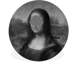 WallCircle - Wandcirkel ⌀ 60 - Mona Lisa - Leonardo da Vinci - Zwart - Wit - Ronde schilderijen woonkamer - Wandbord rond - Muurdecoratie cirkel - Kamer decoratie binnen - Wanddecoratie muurcirkel - Woonaccessoires