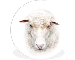 WallCircle - Wandcirkel ⌀ 60 - Schaap - Portret - Wol - Ronde schilderijen woonkamer - Wandbord rond - Muurdecoratie cirkel - Kamer decoratie binnen - Wanddecoratie muurcirkel - Woonaccessoires