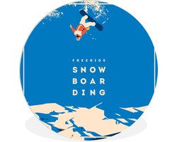 WallCircle - Wandcirkel ⌀ 60 - Sport - Quotes - 'Freeride snowboarding' - Spreuken - Ronde schilderijen woonkamer - Wandbord rond - Muurdecoratie cirkel - Kamer decoratie binnen - Wanddecoratie muurcirkel - Woonaccessoires