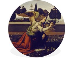WallCircle - Wandcirkel ⌀ 60 - The Annunciation by Leonardo - Leonardo da Vinci - Ronde schilderijen woonkamer - Wandbord rond - Muurdecoratie cirkel - Kamer decoratie binnen - Wanddecoratie muurcirkel - Woonaccessoires