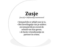 WallCircle - Wandcirkel ⌀ 60 - Woordenboek - Zusje definitie - Zusje - Quotes - Spreuken - Ronde schilderijen woonkamer - Wandbord rond - Muurdecoratie cirkel - Kamer decoratie binnen - Wanddecoratie muurcirkel - Woonaccessoires