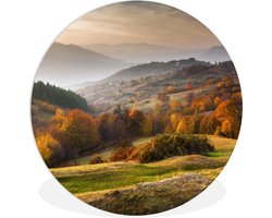 WallCircle® Wandcirkel 60 x 60 cm - Muurcirkel Landschap - Herfst - Bomen - Natuur - Uitzicht - Muurdecoratie woonkamer - Wanddecoratie slaapkamer - Kamer decoratie accessoires - Ronde schilderijen - Woonaccessoires cirkel binnen