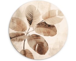 WallCircle® Wandcirkel 60x60 cm - Muurcirkel Gedroogde plant - Natuur - Planten - Bladeren - Muurdecoratie woonkamer - Wanddecoratie slaapkamer - Kamer decoratie accessoires - Ronde schilderijen - Woonaccessoires cirkel binnen