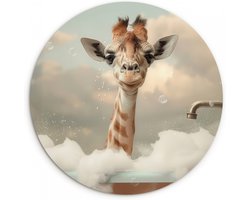 WallCircle® Wandcirkel 60x60 cm - Muurcirkel Giraffe - Wilde dieren - Bad - Schuim - Badkamer - Grappig - Muurdecoratie woonkamer - Wanddecoratie slaapkamer - Kamer decoratie accessoires - Ronde schilderijen - Woonaccessoires cirkel