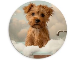 WallCircle® Wandcirkel 60x60 cm - Muurcirkel Hond - Bad - Dieren - Schuim - Dierenportret - Badkamer - Muurdecoratie woonkamer - Wanddecoratie cirkel slaapkamer - Kamer decoratie accessoires - Ronde schilderijen binnen - Woonaccessoires