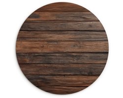 WallCircle® Wandcirkel 60x60 cm - Muurcirkel Houten plankpatroon - Warmte - Natuurlijk - Muurdecoratie woonkamer - Wanddecoratie slaapkamer - Kamer decoratie accessoires - Ronde schilderijen