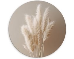 WallCircle® Wandcirkel 60x60 cm - Muurcirkel Pampasgras - Pluimen - Planten - Pastel - Aardtonen - Muurdecoratie cirkel woonkamer - Wanddecoratie slaapkamer - Kamer decoratie accessoires - Ronde schilderijen binnen - Woonaccessoires