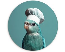 WallCircle® Wandcirkel 60x60 cm - Muurcirkel Parkiet - Vogel - Koksmuts - Cute - Muurdecoratie woonkamer - Wanddecoratie keuken - Kamer decoratie accessoires - Ronde schilderijen