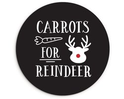 WallCircle® Wandcirkel 60x60 cm - Muurcirkel Quote "Carrots for Reindeer" muurdecoratie kerst zwart - Muurdecoratie woonkamer - Wanddecoratie slaapkamer - Kamer decoratie accessoires - Ronde schilderijen