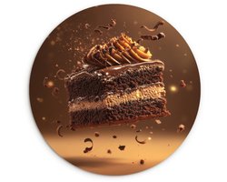 WallCircle® Wandcirkel 60x60 cm - Muurcirkel Taart - Chocolade - Eten - Brownie - Muurdecoratie woonkamer - Wanddecoratie keuken - Kamer decoratie accessoires - Ronde schilderijen