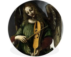 WallCircle - Wandcirkel ⌀ 90 - An angel in green with a vielle - Leonardo da Vinci - Ronde schilderijen woonkamer - Wandbord rond - Muurdecoratie cirkel - Kamer decoratie binnen - Wanddecoratie muurcirkel - Woonaccessoires