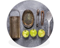 WallCircle - Wandcirkel ⌀ 90 - Appel - Keukengerei - Keukengereedschap - Ronde schilderijen woonkamer - Wandbord rond - Muurdecoratie cirkel - Kamer decoratie binnen - Wanddecoratie muurcirkel - Woonaccessoires