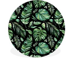 WallCircle - Wandcirkel ⌀ 90 - Bladeren - Tropisch - Jungle - Patronen - Ronde schilderijen woonkamer - Wandbord rond - Muurdecoratie cirkel - Kamer decoratie binnen - Wanddecoratie muurcirkel - Woonaccessoires