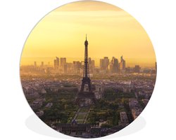 WallCircle - Wandcirkel ⌀ 90 - De Eiffeltoren in het midden van Parijs - Ronde schilderijen woonkamer - Wandbord rond - Muurdecoratie cirkel - Kamer decoratie binnen - Wanddecoratie muurcirkel - Woonaccessoires