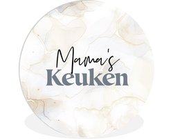 WallCircle - Wandcirkel ⌀ 90 - De keuken is van mama - Koken - Moeder - Marmer - Kok - Spreuken - Ronde schilderijen woonkamer - Wandbord rond - Muurdecoratie cirkel - Kamer decoratie binnen - Wanddecoratie muurcirkel - Woonaccessoires